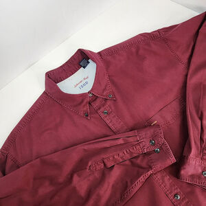 IZOD Saltwater Twill Burgundy‎ Red Long Sleeve Button Down Men's Shirt Size XL